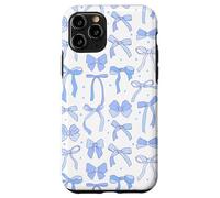Coquette Blue Bows and Ribbons Pattern Romantic Style Carcasa para iPhone 11 Pro