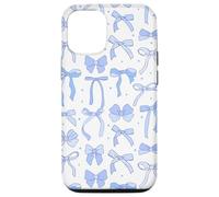 Coquette Blue Bows and Ribbons Pattern Romantic Style Carcasa para iPhone 12/12 Pro