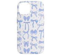 Coquette Blue Bows and Ribbons Pattern Romantic Style Carcasa para iPhone 14