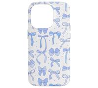 Coquette Blue Bows and Ribbons Pattern Romantic Style Carcasa para iPhone 14 Pro