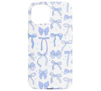 Coquette Blue Bows and Ribbons Pattern Romantic Style Carcasa para iPhone 15