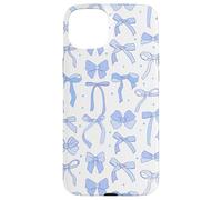 Coquette Blue Bows and Ribbons Pattern Romantic Style Carcasa para iPhone 15 Plus