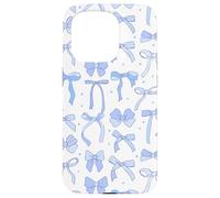 Coquette Blue Bows and Ribbons Pattern Romantic Style Carcasa para iPhone 15 Pro