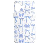 Coquette Blue Bows and Ribbons Pattern Romantic Style Carcasa para iPhone 16 Plus