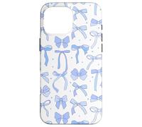 Coquette Blue Bows and Ribbons Pattern Romantic Style Carcasa para iPhone 16 Pro MAX