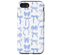 Coquette Blue Bows and Ribbons Pattern Romantic Style Carcasa para iPhone SE (2020) / 7/8
