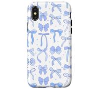 Coquette Blue Bows and Ribbons Pattern Romantic Style Carcasa para iPhone X/XS