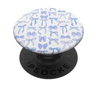 Coquette Blue Bows and Ribbons Pattern Romantic Style PopSockets PopGrip Adhesivo