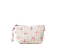 Coquette - Bolsa de maquillaje con lazo para mujer, bonito organizador de cosméticos de mano Y2K acolchado, bolsa de almacenamiento para artículos de tocador, Rosado, S, Lindo