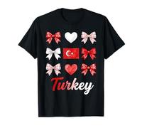 Coquette Bow Bandera Turca Corazones Turquía Lindas Niñas Camiseta