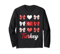 Coquette Bow Bandera Turca Corazones Turquía Lindas Niñas Manga Larga
