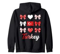Coquette Bow Bandera Turca Corazones Turquía Lindas Niñas Sudadera con Capucha