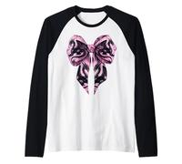 Coquette Bow con estampado de dragón, cinta rosa, cinta para niña Camiseta Manga Raglan