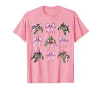 Coquette Bow con forma de tortuga marina, animal del océano, cinta rosa, niña Camiseta