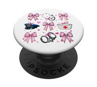 Coquette Bow Correccional Enfermera Prisión Enfermera Chica Mamá Mamá PopSockets PopGrip Adhesivo