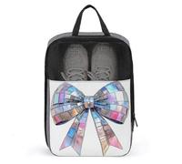 Coquette Bow Disco Ball Mirror Piece Shoe Bag for Travel Daily Use Anti-Dust Storage Carrier Golf Shoe Pouch