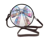 Coquette Bow Disco Ball Mirror Pieces - Bolso cruzado redondo de piel para mujer