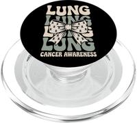 Coquette Bow Groovy Lung Cancer Awareness Women PopSockets PopGrip para MagSafe