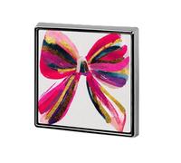 Coquette Bow Iridescent Pink Gold - Broches y alfileres unisex cuadrados ligeros para solapa, joyería para ropa, chal, sombrero