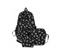 Coquette Bow - Juego de 3 mochilas para niñas, mochila con lazo coquete, bonitas mochilas kawaii, mochilas de nailon Kawaii Coquette, negro, blanco, L