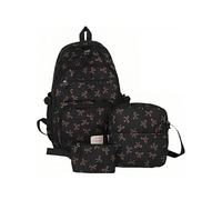 Coquette Bow - Juego de 3 mochilas para niñas, mochila con lazo coquete, bonitas mochilas kawaii, mochilas de nailon Kawaii Coquette, Negro marrón., L