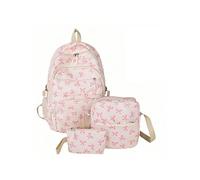 Coquette Bow - Juego de 3 mochilas para niñas, mochila con lazo coquete, bonitas mochilas kawaii, mochilas de nailon Kawaii Coquette, Rosa Blanca, L