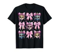Coquette Bow Mardi Gras Carnaval Máscara Rosa Cinta Niña Mamá Camiseta