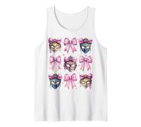 Coquette Bow Mardi Gras Carnaval Máscara Rosa Cinta Niña Mamá Camiseta sin Mangas