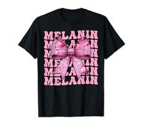 Coquette Bow Melanin Black History Month Girl Mama Pink Camiseta