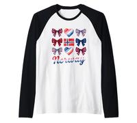 Coquette Bow Noruega Bandera Noruega Lindas Chicas Camiseta Manga Raglan