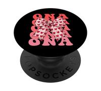Coquette Bow ONA Nombre Estético Mujer Día de la Madre Diseño PopSockets PopGrip Adhesivo