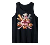 Coquette Bow Pan Hornear Pan Panadero Chica Mamá Rosa Camiseta sin Mangas