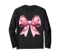 Coquette Bow Pink Flamingo Animal Niña Mamá Mamá Día de la Madre Manga Larga