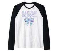 Coquette Bow Preppy Middle School Girl Primer día de Escuela Camiseta Manga Raglan
