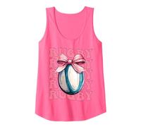 Coquette Bow Rugby Jugador Equipo Chica Mamá Día de la Madre Rosa Camiseta sin Mangas