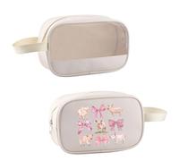 Coquette Bow Show Pig - Bolsa de maquillaje para amantes de los cerdos Stock Show Pig Cottagecore Homestead Farm Life Gift para vaqueras, Arco de cerdo, Bolsas de cosméticos