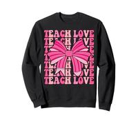 Coquette Bow Teacher Love Retro Sudadera