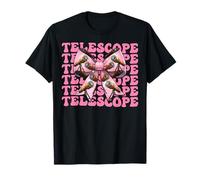 Coquette Bow Telescope Astronomía Niña Mamá Día de la Madre Rosa Camiseta