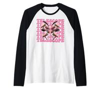 Coquette Bow Telescope Astronomía Niña Mamá Día de la Madre Rosa Camiseta Manga Raglan