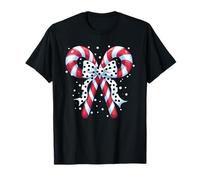 Coquette Bow Tie Candy Cane Bow Christmas Holiday Women Girl Camiseta