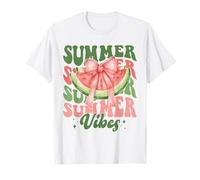 Coquette Bow Watermelon Retro Summer Vibes Vacation Groovy Camiseta
