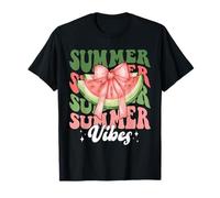 Coquette Bow Watermelon Retro Summer Vibes Vacation Groovy Camiseta