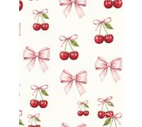 Coquette Bows Composition Notebook: Pink Ribbon and Cherry Aesthetic Pattern Journal | College Ruled 110 Pages | Cute School Supplies for Girls, Teens, and Students | 7.5 x 9.25 in