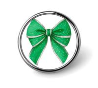 Coquette - Broche redondo con lazo verde acuarela plateado con purpurina para hombres y mujeres, insignia, collar, vestido, chaqueta, mochila, accesorios