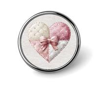 Coquette - Broche redondo con textura de lazo de corazón de San Valentín para hombres y mujeres, insignia, collar, vestido, chaqueta, mochila, accesorios