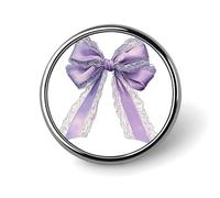 Coquette - Broche redondo de lazo de encaje morado pastel para hombres y mujeres, insignia de moda, collar, vestido, chaqueta, mochila, accesorios