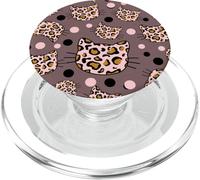 Coquette Cara de Gato de Guepardo súper Linda Rosa y marrón PopSockets PopGrip para MagSafe