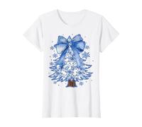 Coquette Chinoiserie Árbol de Navidad Arco Azul Preppy Toile Camiseta
