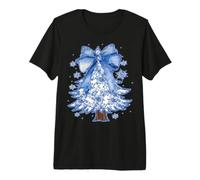Coquette Chinoiserie Árbol de Navidad Arco Azul Preppy Toile Camiseta Premium