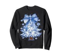 Coquette Chinoiserie Árbol de Navidad Arco Azul Preppy Toile Sudadera